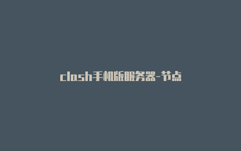 clash手机版服务器-节点