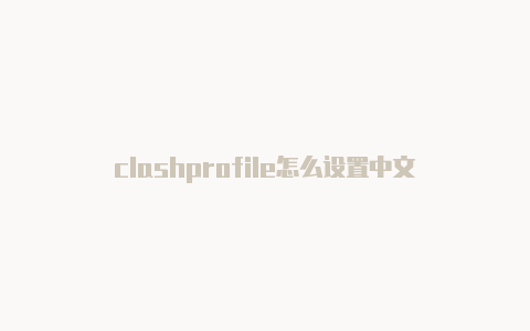 clashprofile怎么设置中文