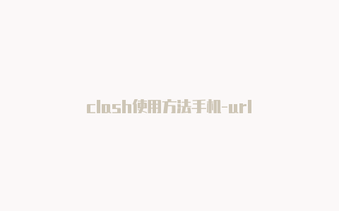 clash使用方法手机-url