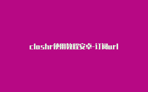 clashr使用教程安卓-订阅url