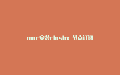 mac安装clashx-节点订阅