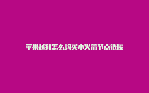 苹果越狱怎么购买小火箭节点链接