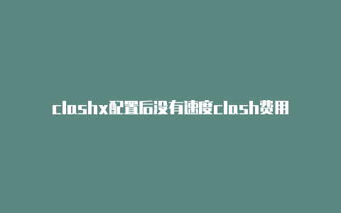 clashx配置后没有速度clash费用怎么算