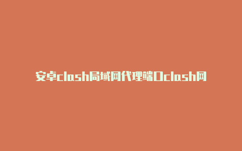 安卓clash局域网代理端口clash网页端地址