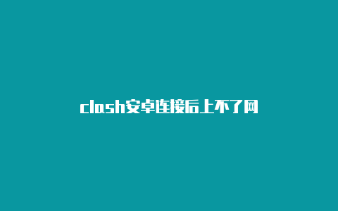 clash安卓连接后上不了网