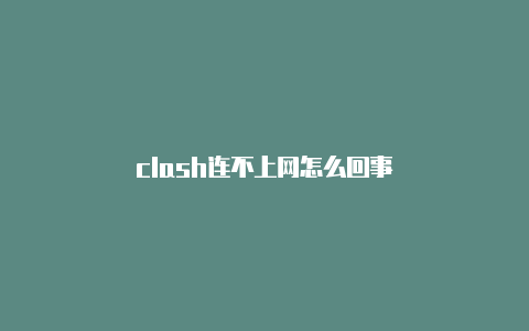 clash连不上网怎么回事