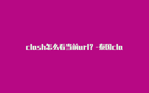 clash怎么看当前url?-泰国clash中文释义分享