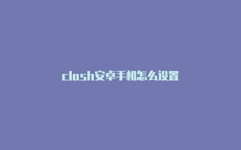 clash安卓手机怎么设置