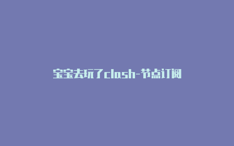 宝宝去玩了clash-节点订阅