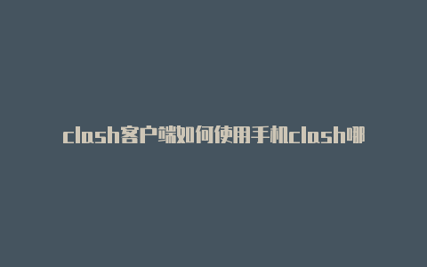 clash客户端如何使用手机clash哪里找订阅链接