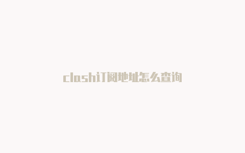 clash订阅地址怎么查询