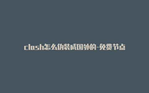 clash怎么伪装成国外的-免费节点