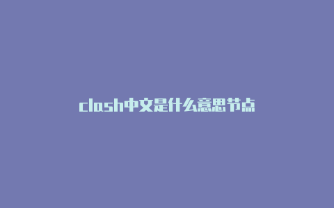clash中文是什么意思节点