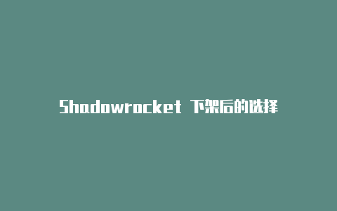 Shadowrocket 下架后的选择