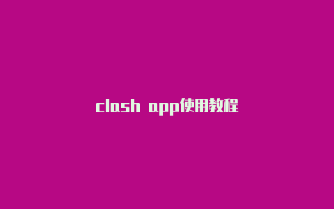 clash app使用教程