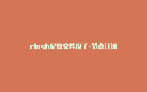 clash配置文件没了-节点订阅