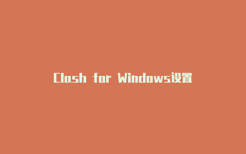 Clash for Windows设置