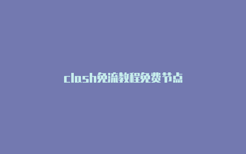clash免流教程免费节点-Clash for Windows