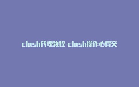 clash代理教程-clash操作心得交流分享-Clash for Windows