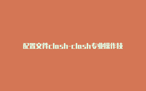 配置文件clash-clash专业操作技术分享-Clash for Windows