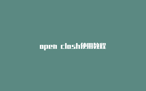 open clash使用教程