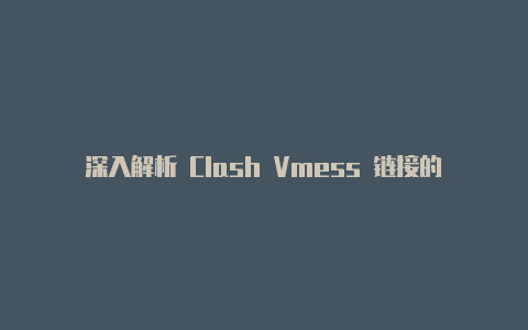 深入解析 Clash Vmess 链接的使用方法