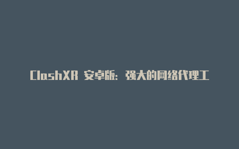 ClashXR 安卓版:强大的网络代理工具