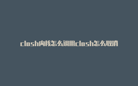 clash内核怎么调用clash怎么取消自动代理