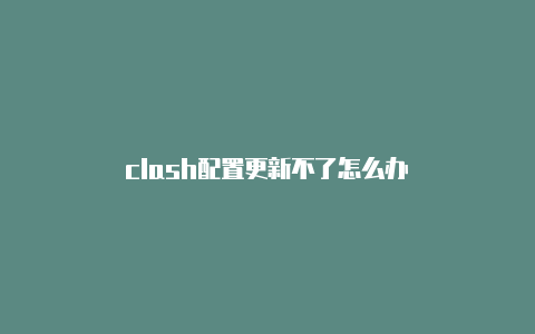 clash配置更新不了怎么办