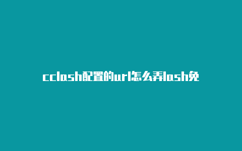 cclash配置的url怎么弄lash免费节点网址http