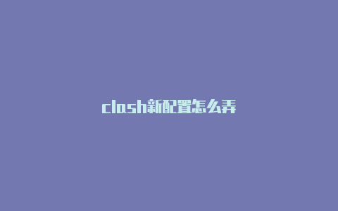 clash新配置怎么弄