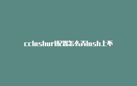 cclashurl配置怎么弄lash上不去怎么回事