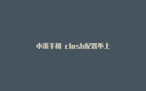 小米手机 clash配置不上