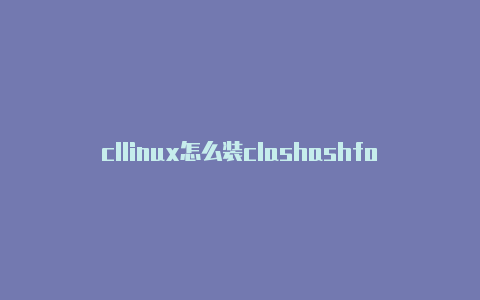 cllinux怎么装clashashforandroid设置全局