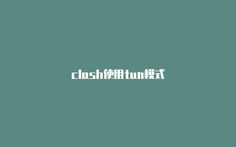 clash使用tun模式