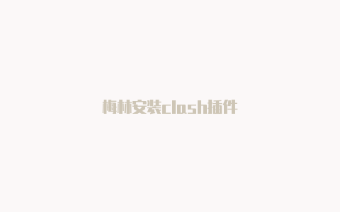 梅林安装clash插件