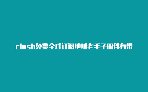 clash免费全球订阅地址老毛子固件有带clash的嘛