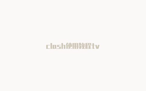 clash使用教程tv