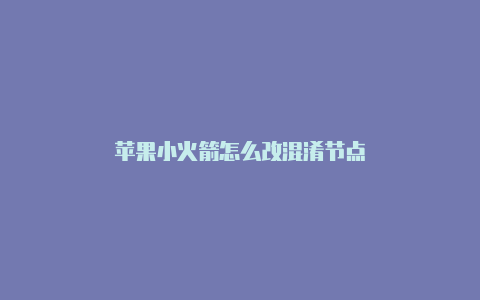苹果小火箭怎么改混淆节点