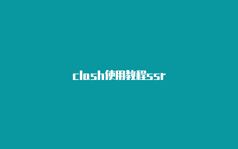 clash使用教程ssr