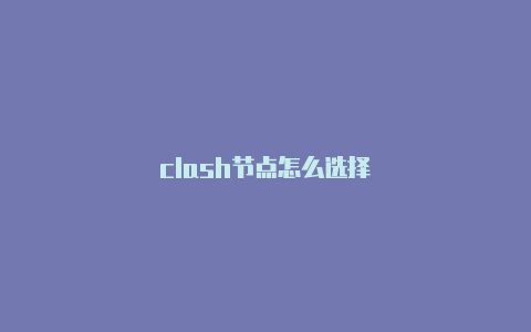 clash节点怎么选择