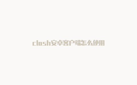 clash安卓客户端怎么使用