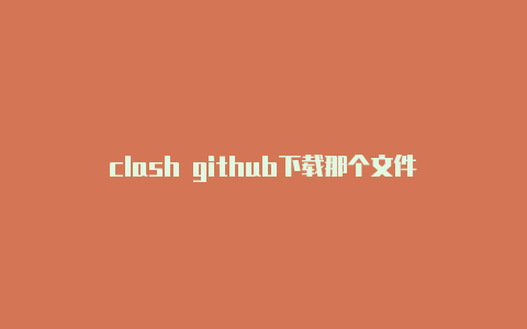 clash github下载那个文件