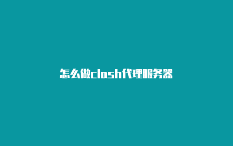 怎么做clash代理服务器