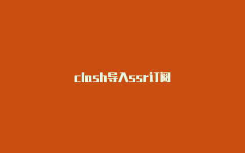 clash导入ssr订阅