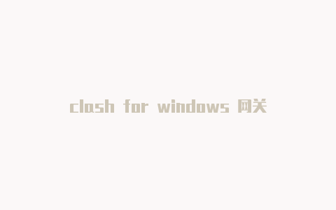 clash for windows 网关模式