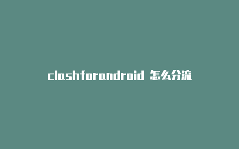 clashforandroid 怎么分流