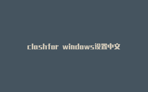 clashfor windows设置中文