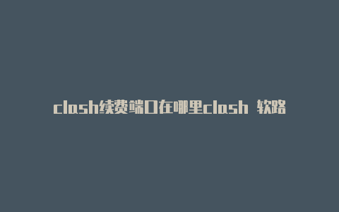 clash续费端口在哪里clash 软路由